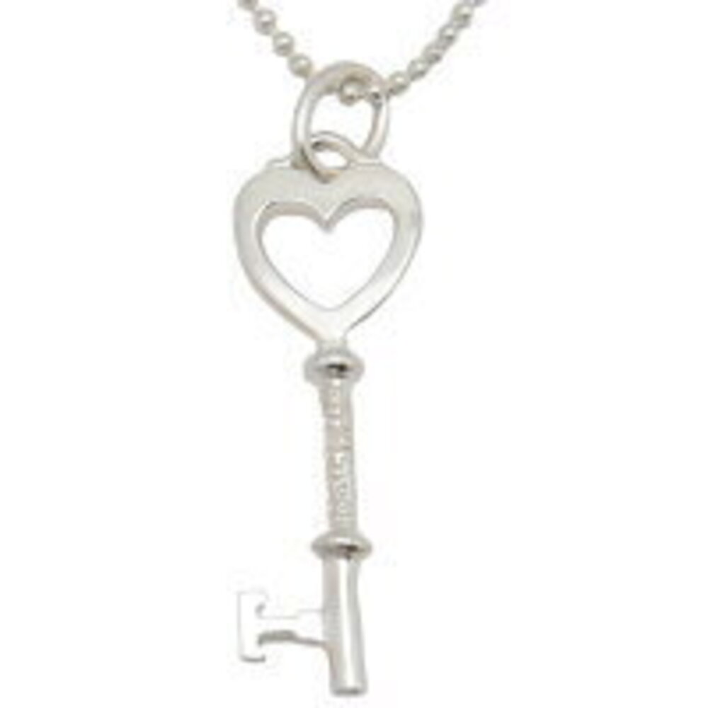 TIFFANY Co Sterling Silver Heart Key Necklace Pendant